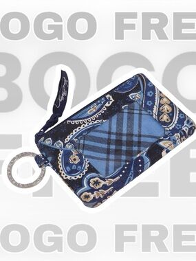 Vera Bradley BOGO FREE SALE Windsor Navy ID Coin Purse Keychain